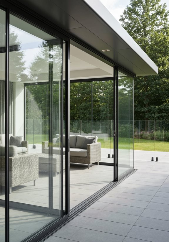 brise-vent en verre élégant en plein air