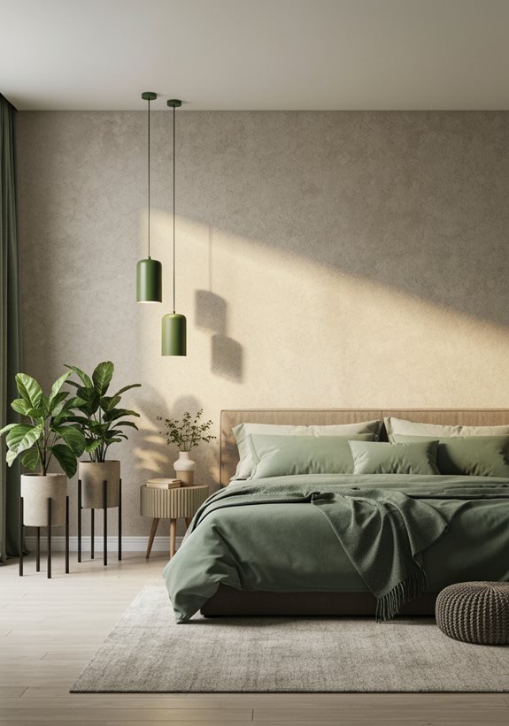 éclairage pendentif vert élégant