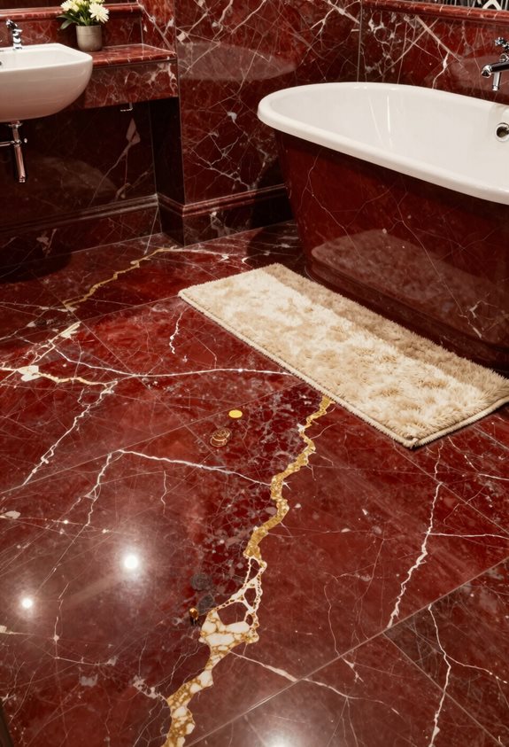 plancher en marbre rouge élégant