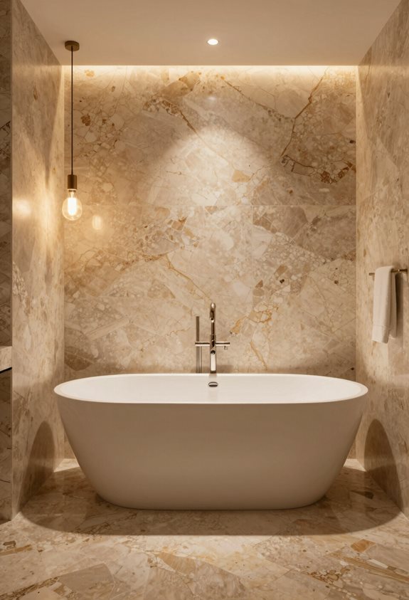 un éclairage exceptionnel met en valeur le travertin