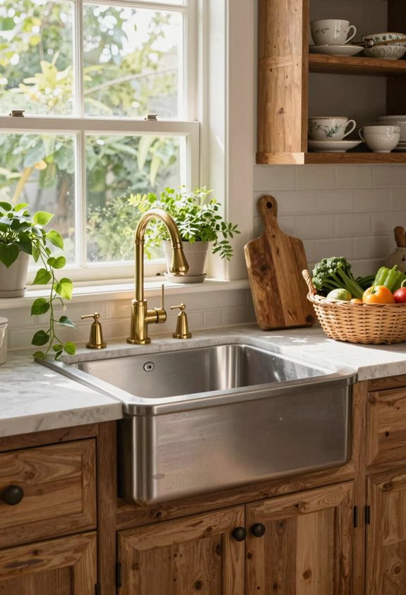 charme de l'évier de ferme cuisine
