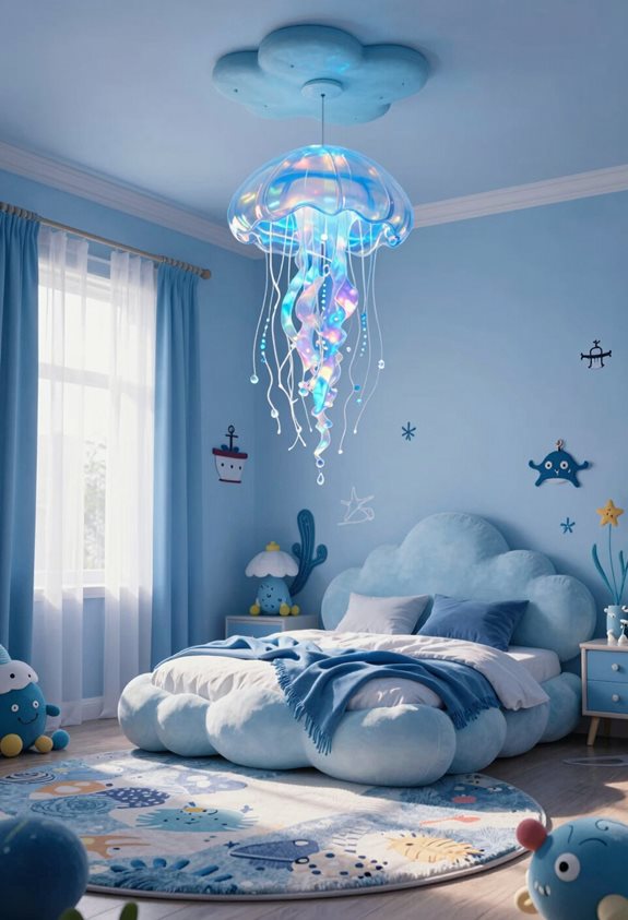 décorations luminaire bleu funky