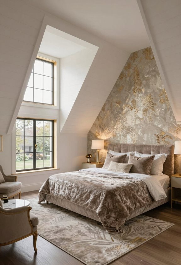 chambre principale glamour dans le grenier