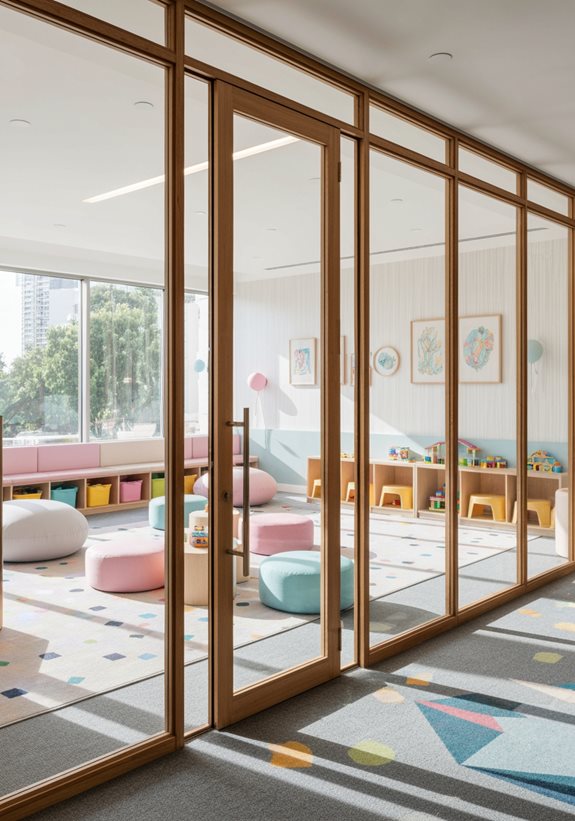 murs en verre salle de jeux pour enfants