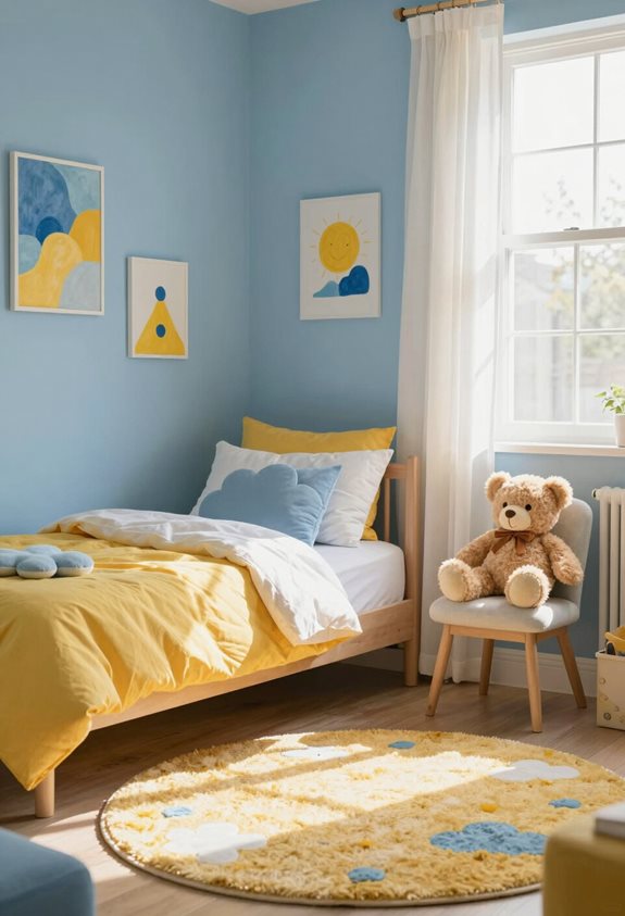 combinaison joyeuse de bleu et de jaune