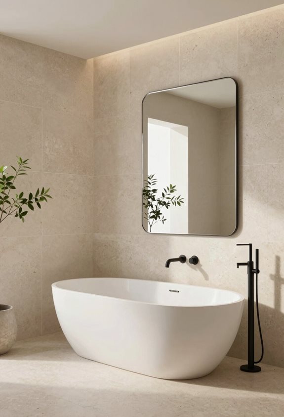 design de salle de bain minimaliste en travertin