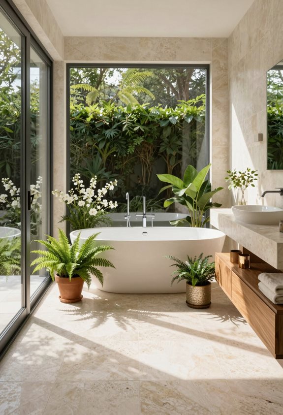 tranquillité naturelle dans les salles de bains