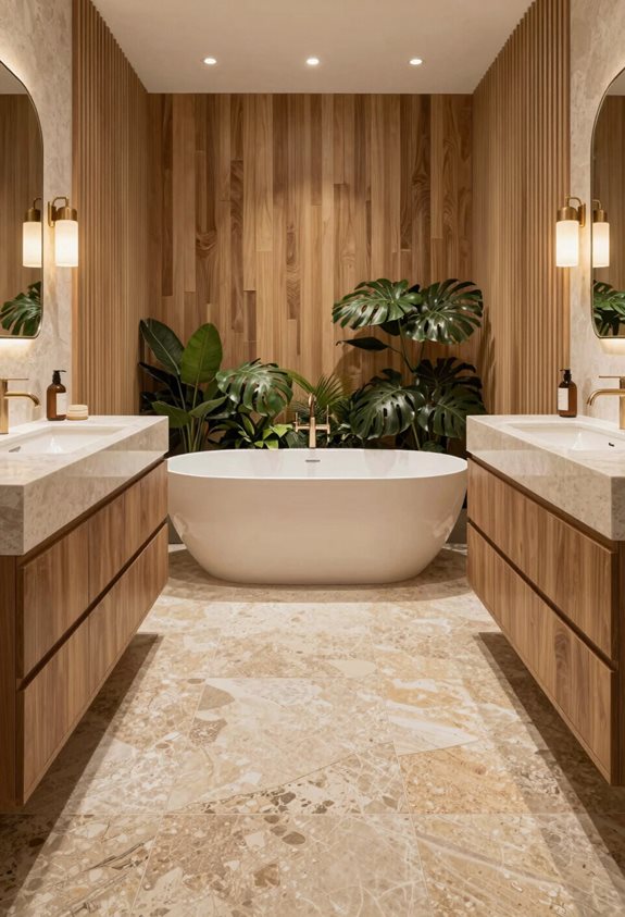 mélange de travertin en bois naturel