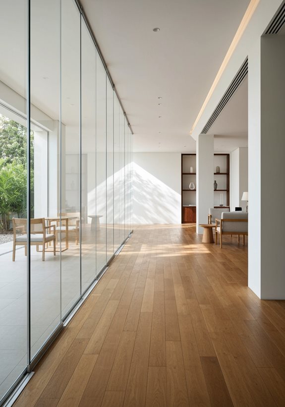 espace ouvert avec concept de verre