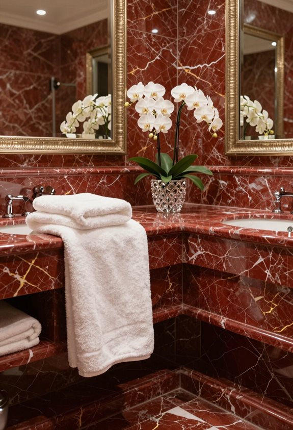 banc en marbre rouge opulent