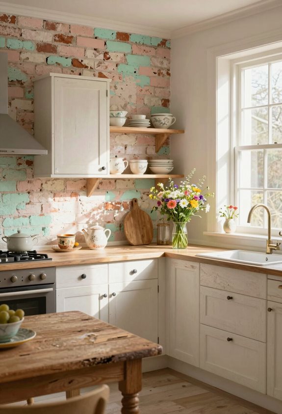 accent en briques peintes pour la cuisine