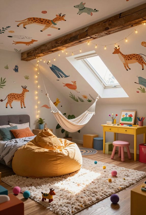 chambre d'enfants ludique dans le grenier