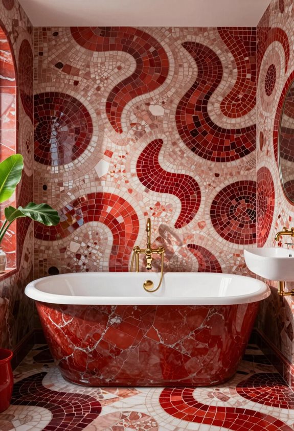mosaïque en marbre rouge ludique