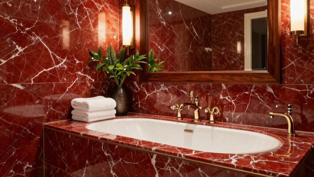 designs de salle de bain en marbre rouge