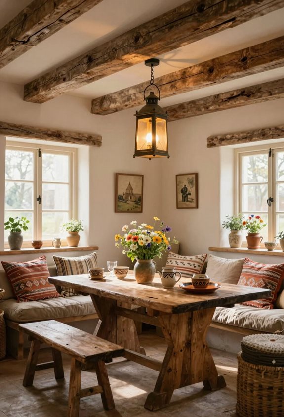 un éclairage rustique ajoute de la chaleur