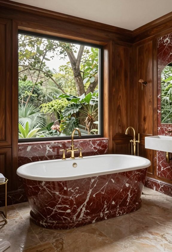 accents de marbre rouge rustique