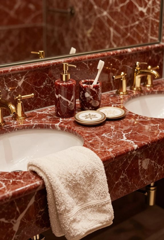 accessoires en marbre rouge sophistiqués