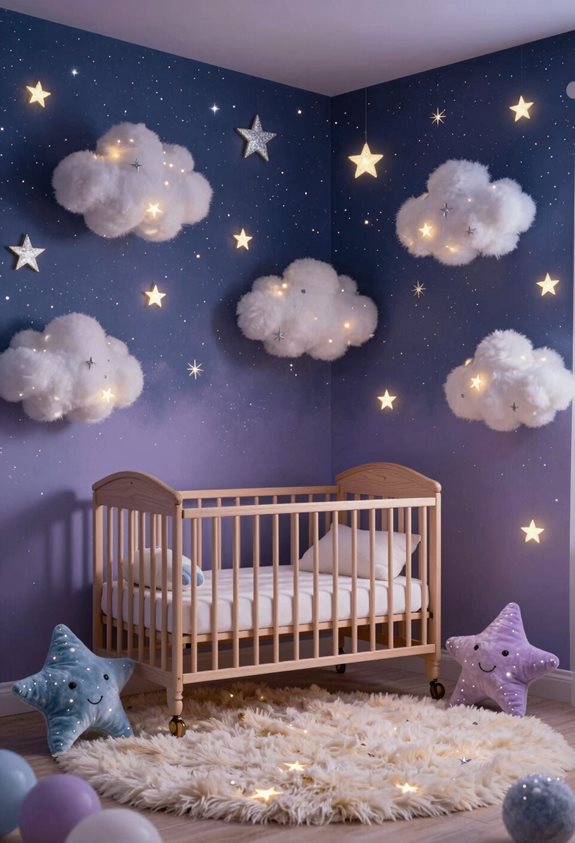 papier peint de nurserie étoilé nuit