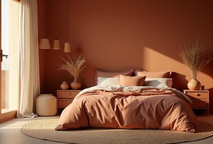 idées de design de chambre en terre cuite