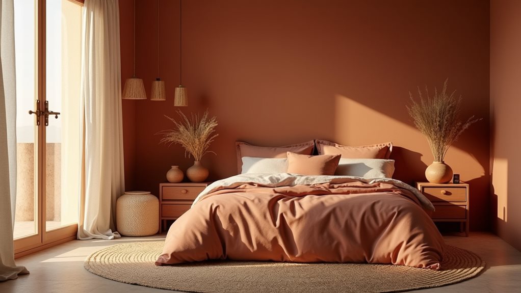 idées de design de chambre en terre cuite