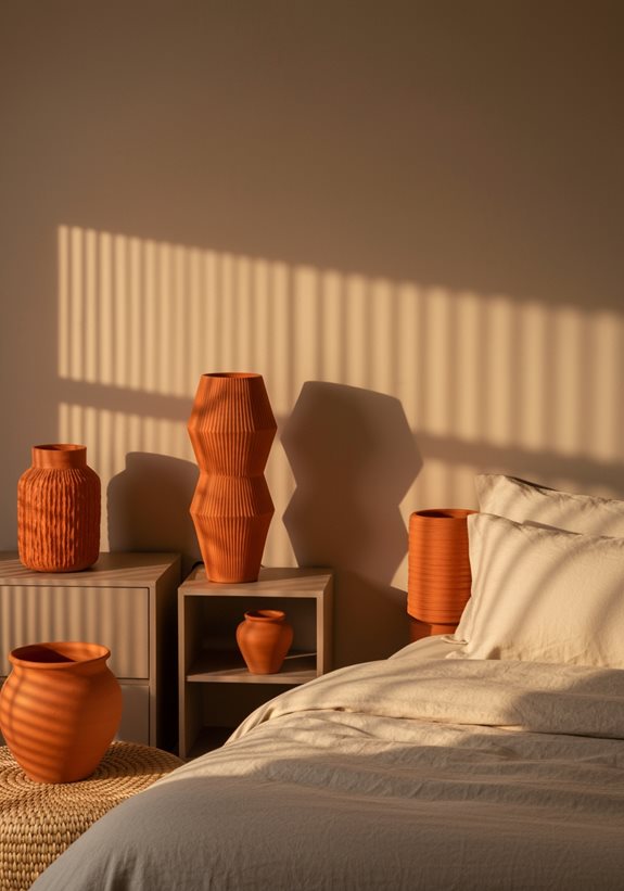 Les lampes en terre cuite rehaussent la chaleur