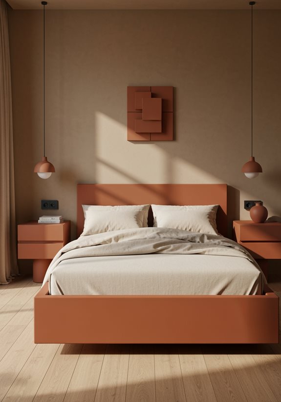 design de chambre minimaliste en terracotta