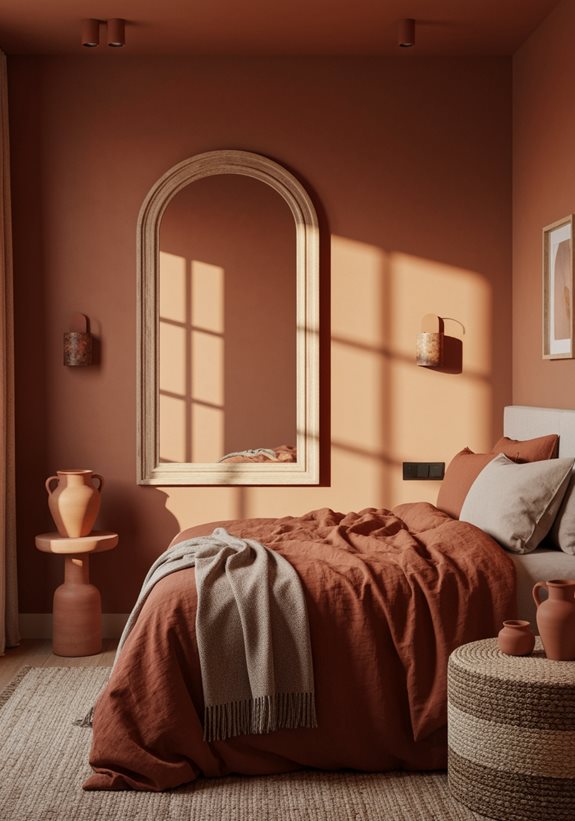 Des miroirs en terre cuite rehaussent l'espace