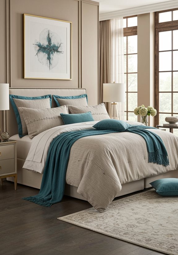 beige texturé et accents teal