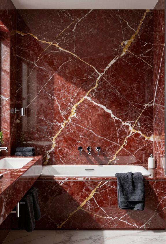 accessoires en marbre rouge texturé