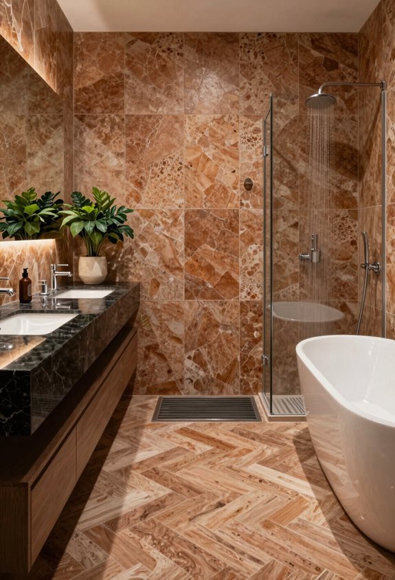 design de salle de bain en pierre texturée