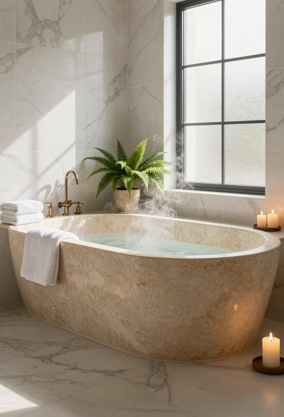 expérience de spa en travertin tranquille