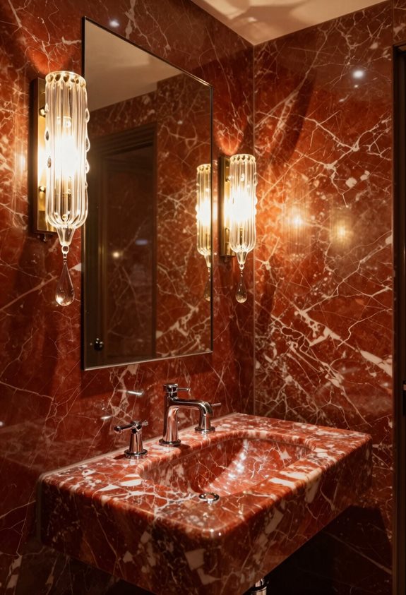 unique éclairage en marbre rouge