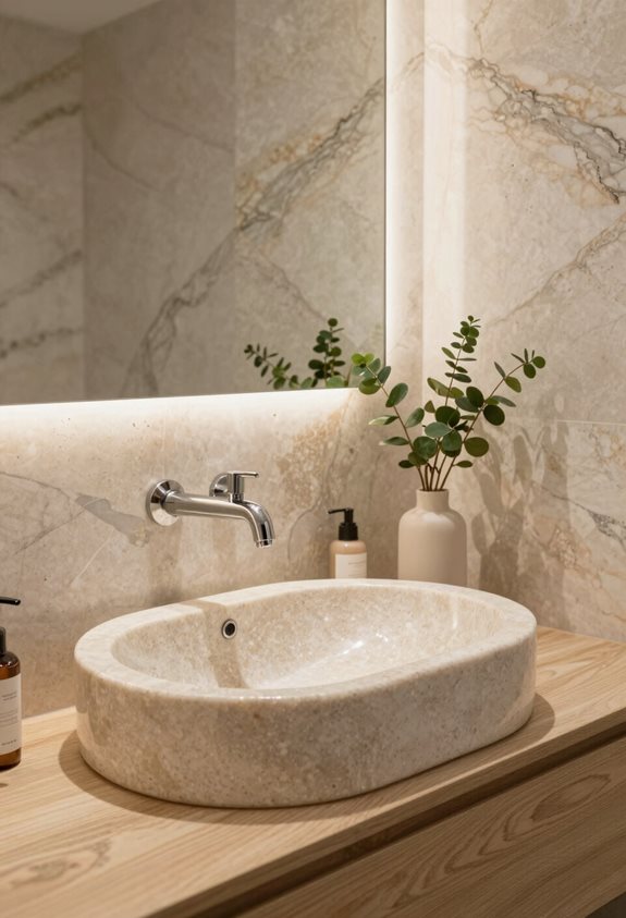 éviers de salle de bains en travertin uniques
