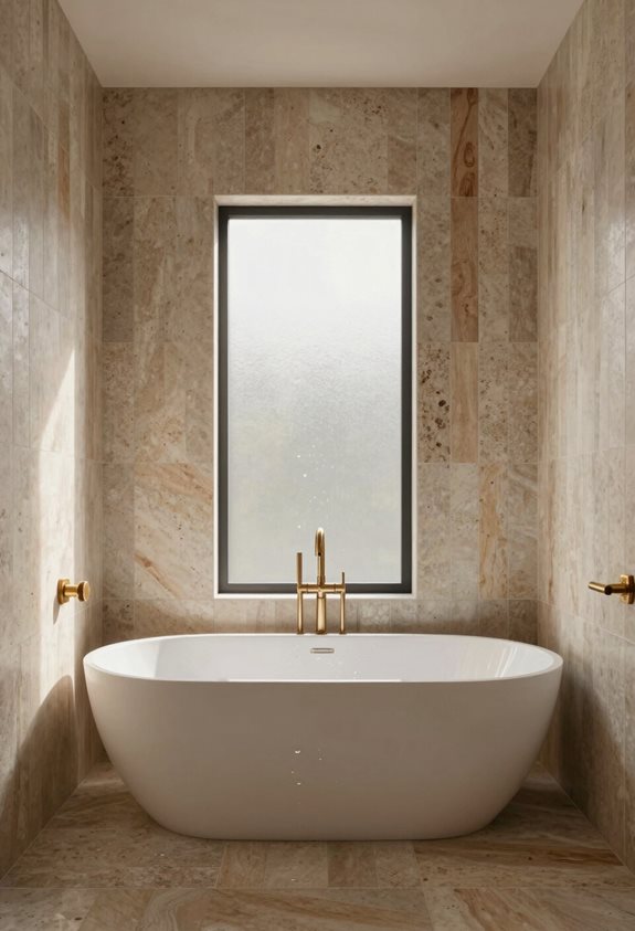 illusion de hauteur en travertin vertical