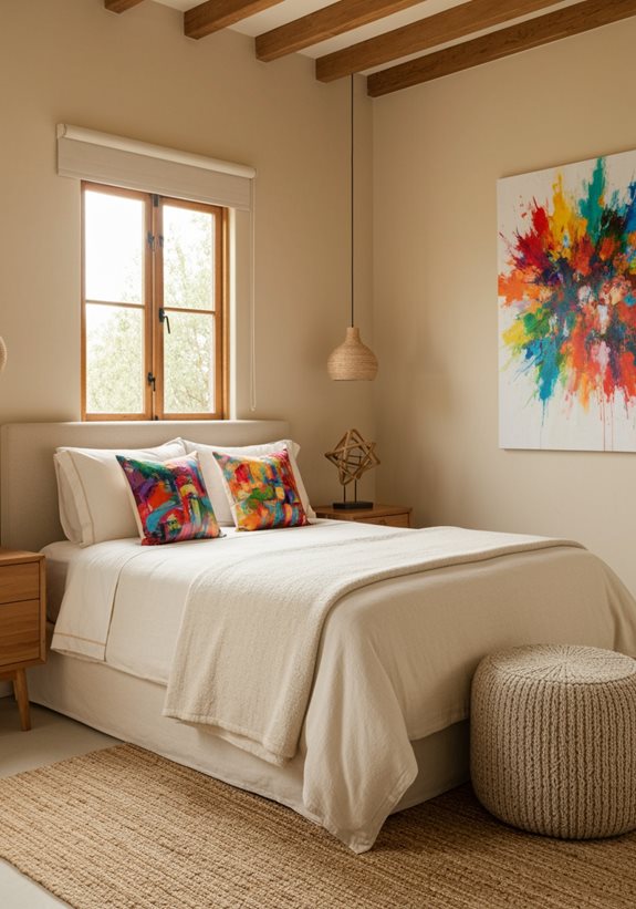 art vibrant dans des cadres beiges