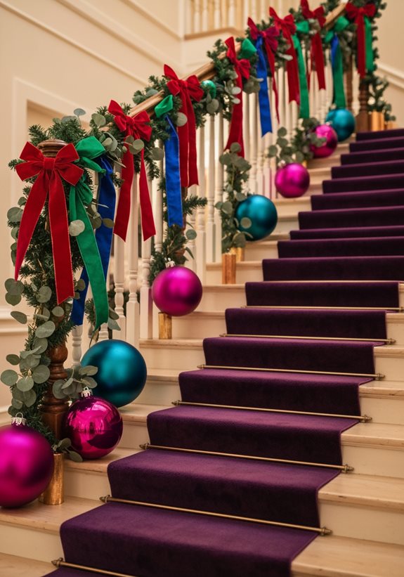 décorations vibrantes pour les escaliers pendant les fêtes