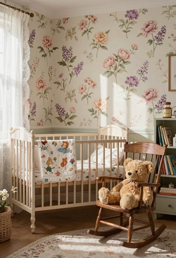 papier peint vintage floral pour nursery