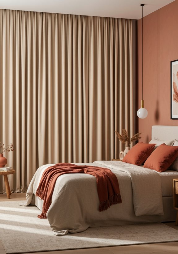 beige chaud et accents en terracotta