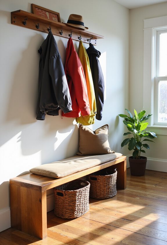 banc pour s'asseoir et rangement