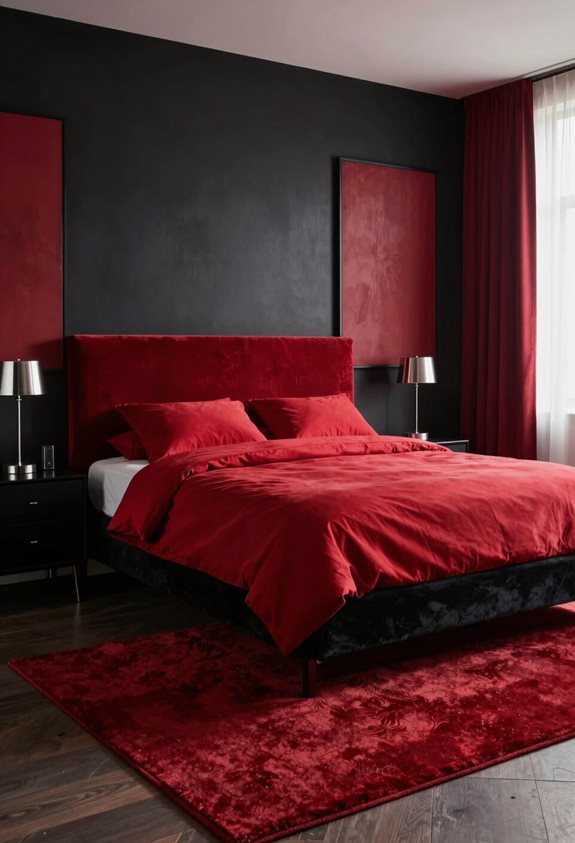 mobilier rouge et noir audacieux