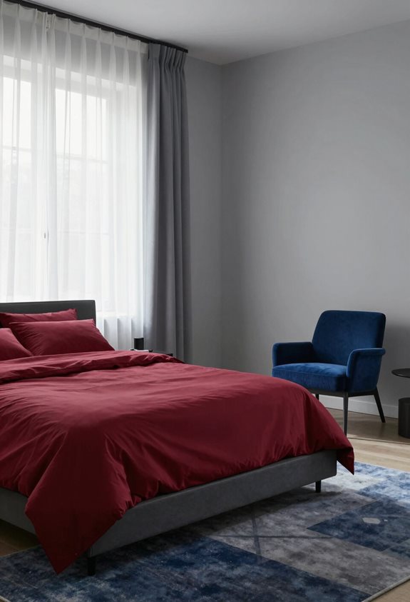 décor rouge et bleu en bold