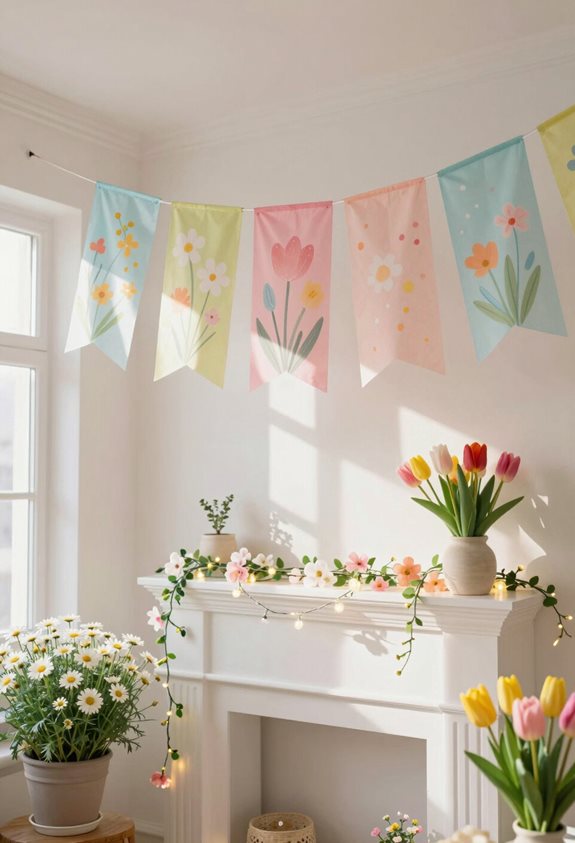 bannières colorées et guirlandes