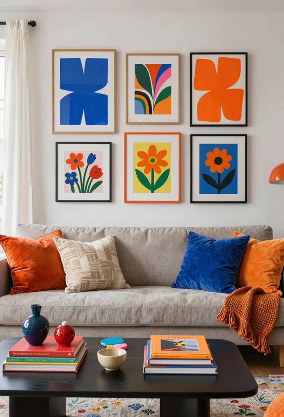 design de mur de galerie coloré