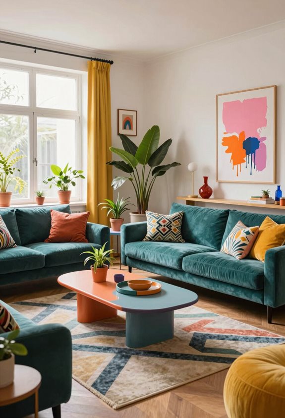 inspiration pour un salon coloré