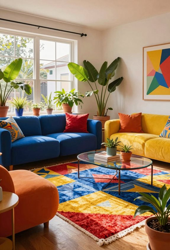 des tapis colorés rehaussent la décoration