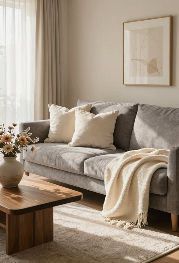 couvertures et coussins douillets