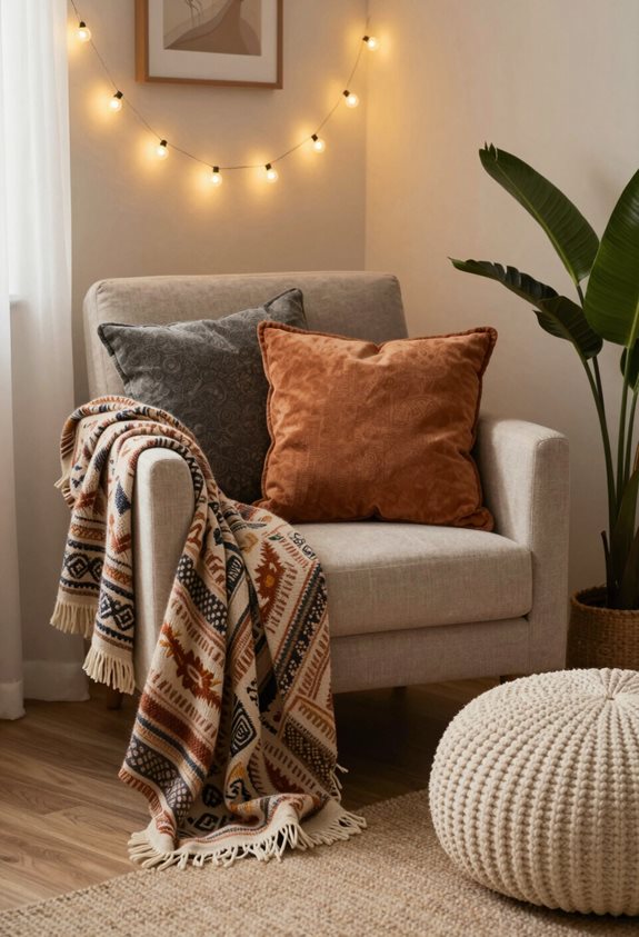 coin douillet avec des textiles