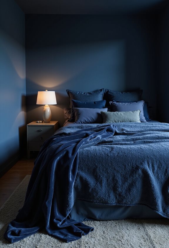 literie confortable bleu foncé