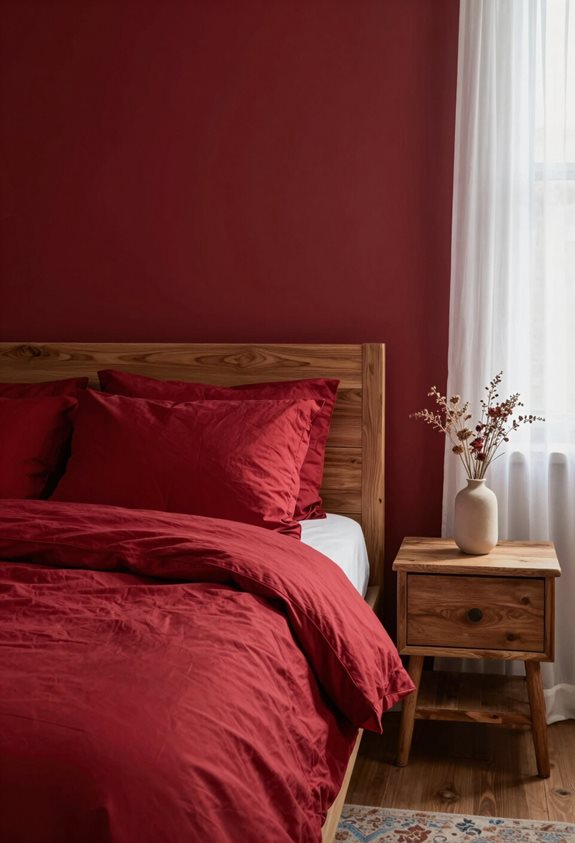 rouge confortable et bois naturel