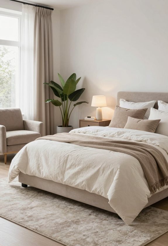 taupe confortable et accents blancs